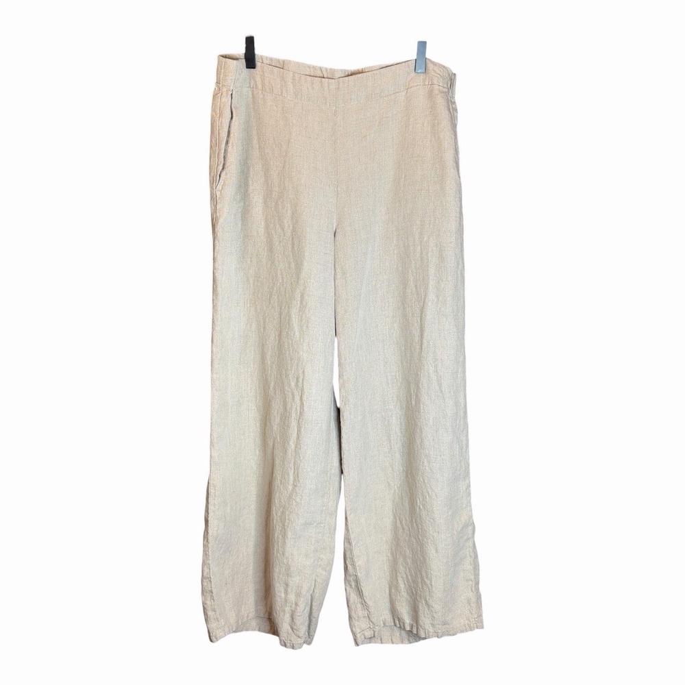 J.Jill Love Linen Wide Leg Pants XL Tan Beige Coastal Old Money‎